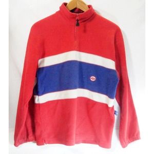 Mens Vintage Helly Hansen Fleece Pullover Jacket Red Blue Size Small W Zipper